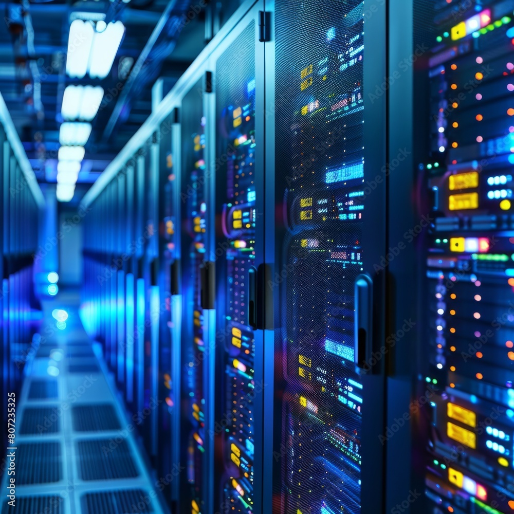 server room data center with rows of server racks. 3d rendering server room data center with rows of server racks. 3d rendering