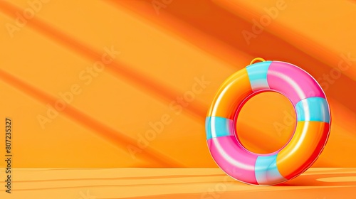 summer lifebuoy. Orange background Generative AI