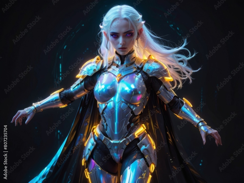 a woman with long hair and a silver body a woman with long hair and a silver body