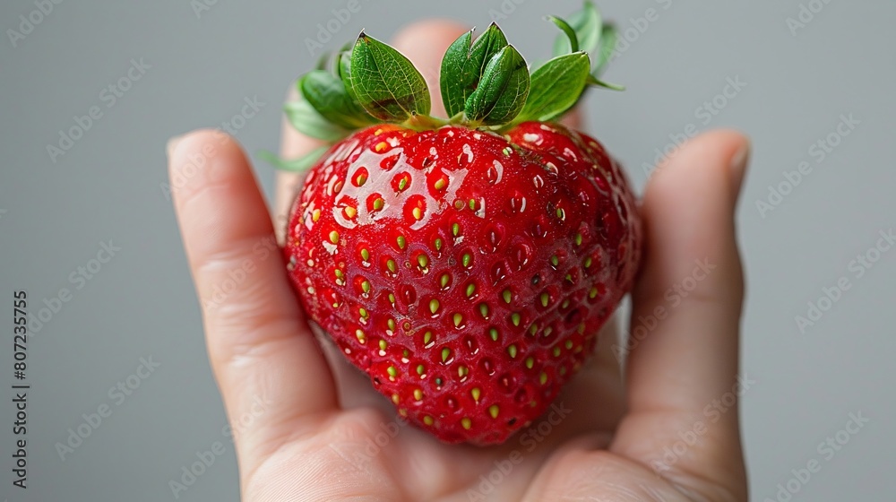Obraz premium Hands holding a red strawberry