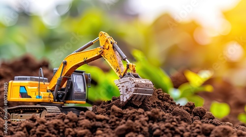 toy excavator at work Generative AI