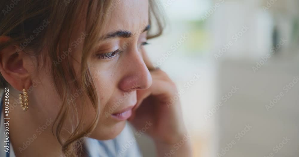 Sad Pensive Businesswoman Close Up Portrait