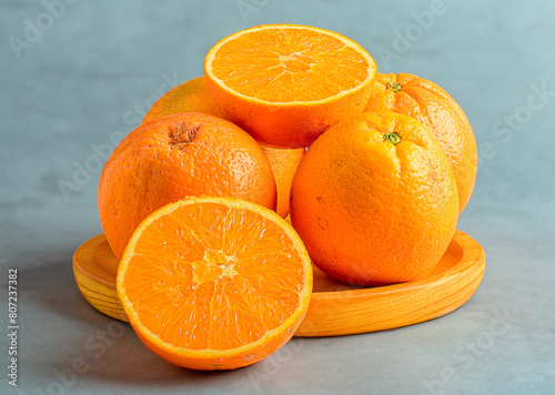 Composition in creative arrangement of Fresh and Juicy Oranges
