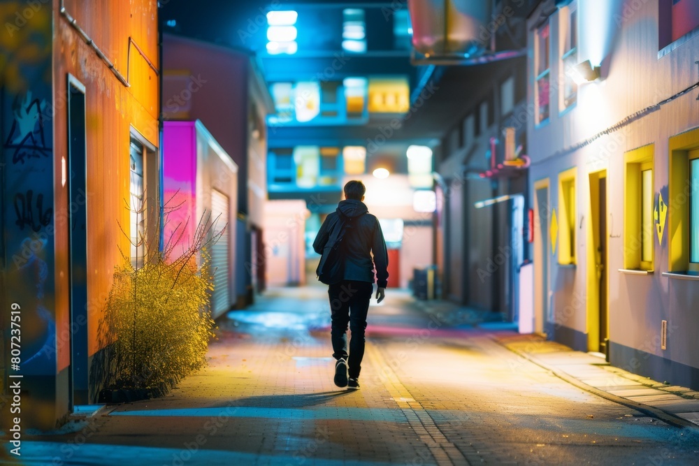 Night Shift Worker Prioritizes Mental Health with Fitness Walk in Industrial Area Night Shift Worker Prioritizes Mental Health with Fitness Walk in Industrial Area