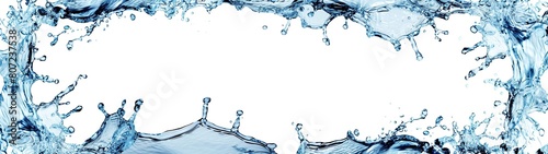 water splash border on white background