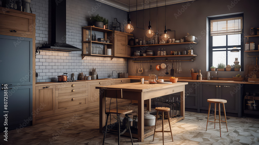 3D rendering Kitchen Concept: A Stylish and Inviting Space for Modern Living and Relaxation