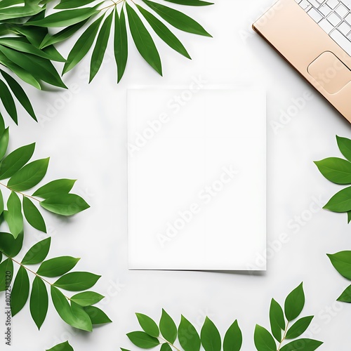  Mockup card birthday wedding background white table paper top greeting view stationery. Card blank postcard mockup birthday frame gift mock flatlay design green leaves happy desk template composition
