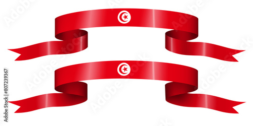 Set of flag ribbon with colors of Tunisia for independence day celebration decoration
