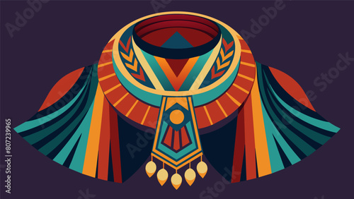 The intricate details and vibrant colors of an Art Deco scarf make it a standout accessory perfect for adding a touch of vintage flair to any outfit.. Vector illustration