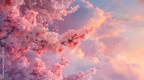 Close up Cherry Blossom or Sakura flower on nature background with sunlight, Spring. 