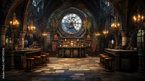 Tudor style, House Fantasy background, Creating antique design of Indoor Spaces architecture decorate vintage concept