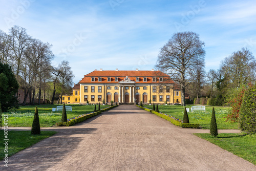 Dessau, Germany - April 6 2024: Mosigkau Castle in Dessau in late spring
