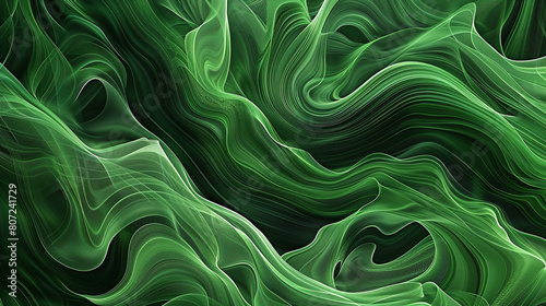 Deep forest green waves in a flame-like abstract design perfect for a rich natural background