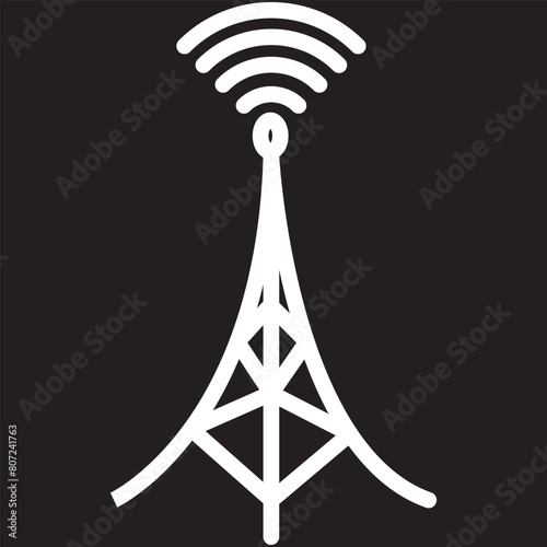 Antenna tower icon in flat style. Broadcasting vector illustration on white isolated background. Wifi business concept.