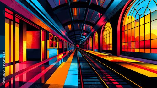 colorful line illustration of a railway station --ar 16:9 --stylize 250 --v 6 Job ID: 0a6db7e2-8913-4000-8b6c-b1094e293e44