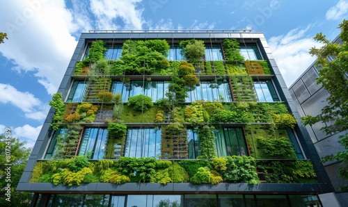 Modern building facade gree...