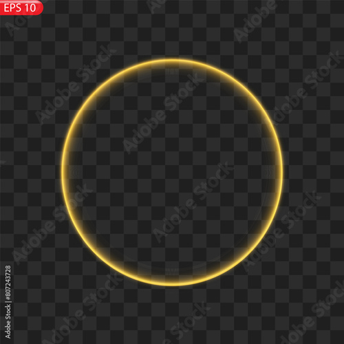 Fiery light circles glow effect, sparkling golden glitter. Vector illustration.