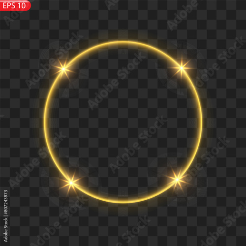 Fiery light circles glow effect, sparkling golden glitter. Vector illustration.