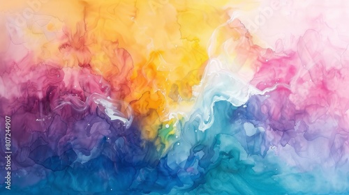 Watercolor blot painting. Canvas texture horizontal abstract background. hyper realistic  photo