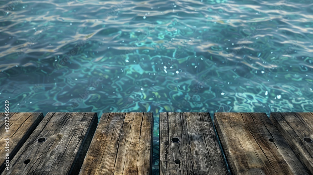 Fototapeta premium Wooden harbor docks top with copy space. Harbor background hyper realistic