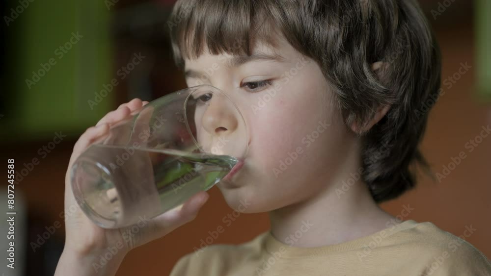 Boy is Drink Clean Water From Glass. Child Boy Drinking Glass Fresh Transparent Pure Filtered Mineral Water at Home. Close-up Kid Drinking Cup Water Healthy Body Care. Healthy Lifestyle Children. Boy is Drink Clean Water From Glass. Child Boy Drinking Glass Fresh Transparent Pure Filtered Mineral Water at Home. Close-up Kid Drinking Cup Water Healthy Body Care. Healthy Lifestyle Children.