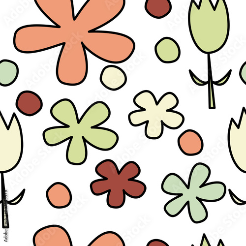 Retro Flowers Seamless Pattern