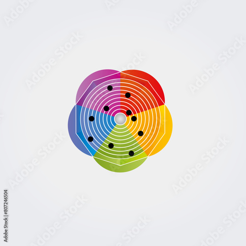 Icône Logo Abstrait Types de Diagrammes Graphiques - Multicolore - Direction Analyse Objectif Croissance - Formes Variées Vecteur