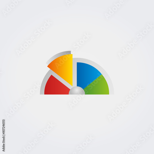 Icône Logo Abstrait Types de Diagrammes Graphiques - Multicolore - Direction Analyse Objectif Croissance - Formes Variées Vecteur