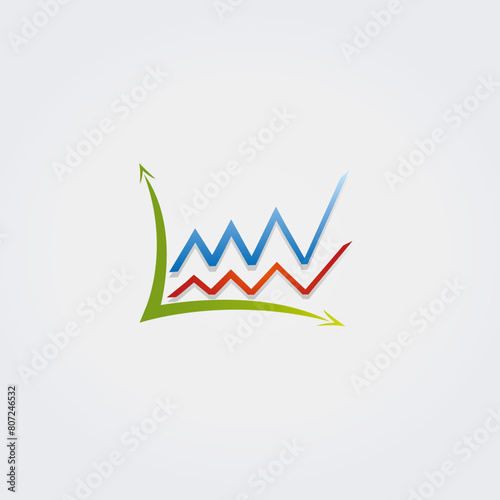 Icône Logo Abstrait Types de Diagrammes Graphiques - Multicolore - Direction Analyse Objectif Croissance - Formes Variées Vecteur
