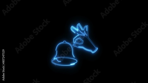 Neon hand sign icon and neon finger symbol  illustrtation on black background. photo