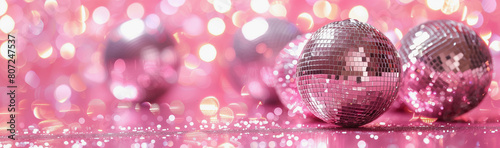 Pink Disco Balls with Glittering Sparkles