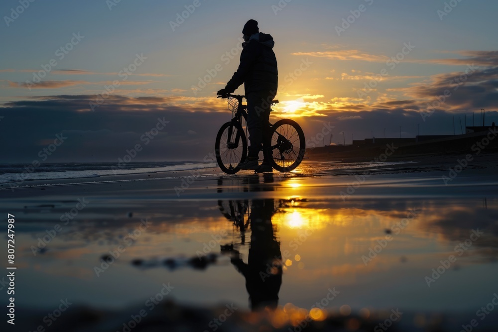 Reflection at Seaham Beach during Sunset with Striking Silhouette against the Sky