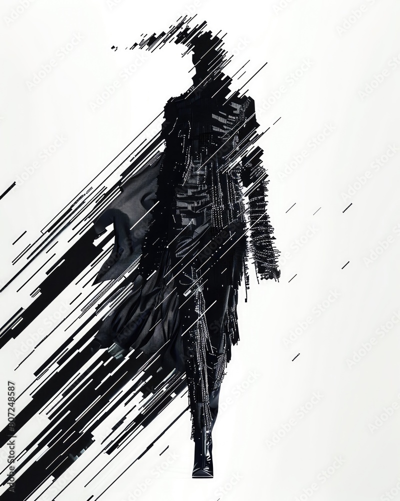 Black and white abstract image of a woman.