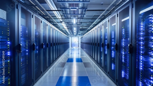 A large room with many computer servers