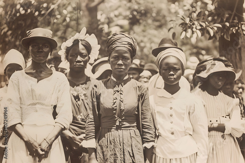 Group of Women Standing Together. June 19, Juneteenth, Day to celebrate the abolition  slavery in the United States photo