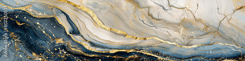 Abstract s beige midnight blue marble texture with shimmering gold veins resembling a sophisticated stone surface