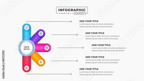 Vector business cycle presentation infographic design template with 5 steps