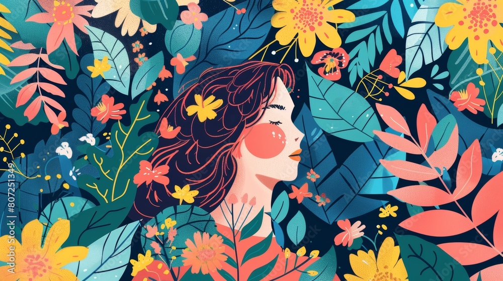 Woman Surrounded by Floral Garden Delights Generative AI