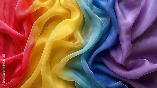  Multicolored fabric with numerous folds in the center