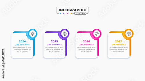 Vector business timeline label infographic design template with 4 steps