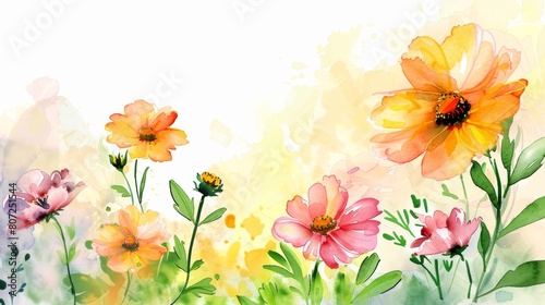 Watercolor Floral Greeting Card Design Generative AI © Alex