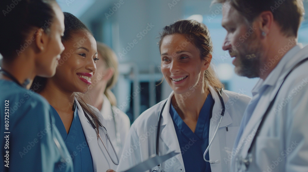 a multicultural team of medical specialists collaborating in a hospital environment to offer patients from all backgrounds skilled treatment and support..j a multicultural team of medical specialists collaborating in a hospital environment to offer patients from all backgrounds skilled treatment and support..j
