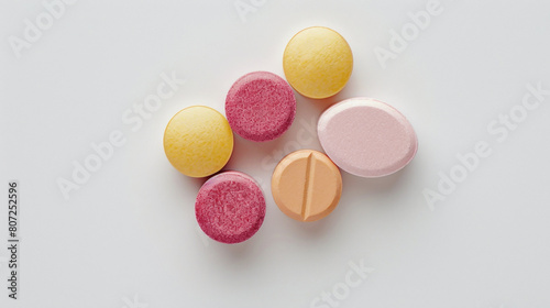 Top view of multi-colored pills