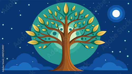 The wisdom trees branches stretched towards the heavens connecting the earthly realm with celestial wisdom.. Vector illustration