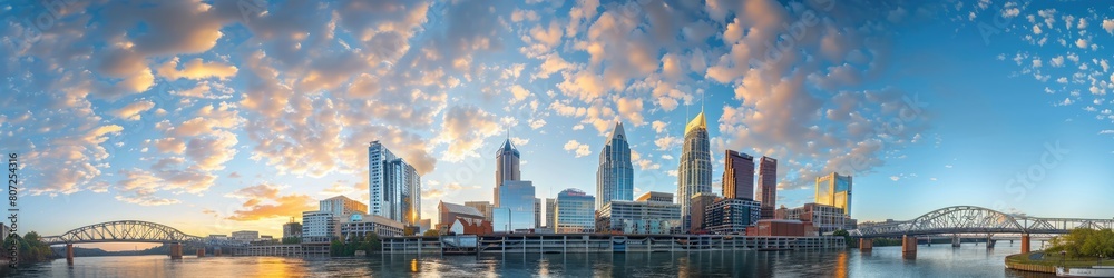 Obraz premium Captivating Skyline in the Morning. Explore the City's Famous Downtown, Business