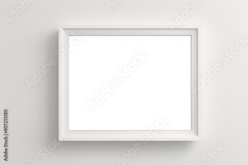 Lienzo blanco vacío con marco decorativo blanco sobre una maqueta de fondo blanco