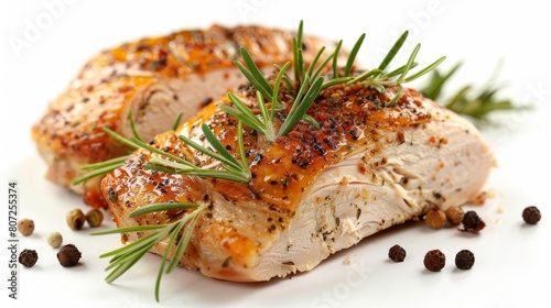 Delicious and healthy grilled chicken breast with rosemary and spices.