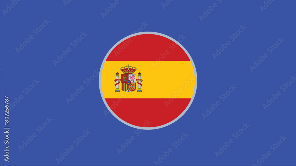 Fototapeta premium Spain Flag Emblem European Nations 2024 Teams Countries European Germany Football Symbol Logo Design Vector Illustration