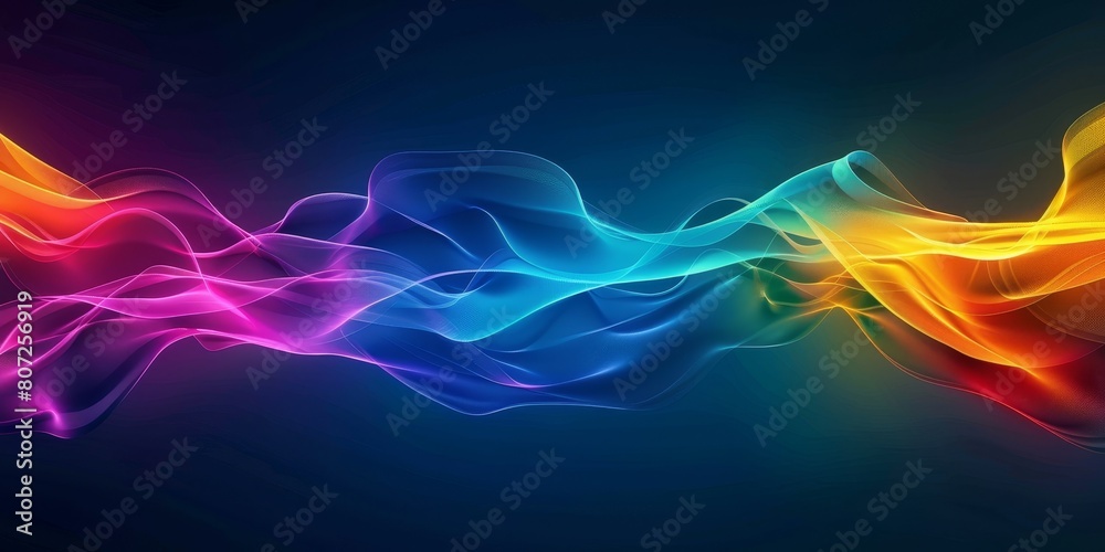 Colorful Spectrum Waves, Flowing Silk Texture, Vibrant Abstract Design, Dynamic Wavy Background, Digital Art