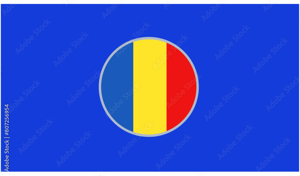 Fototapeta premium Romania Flag Emblem European Nations 2024 Teams Countries European Germany Football Symbol Logo Design Vector Illustration